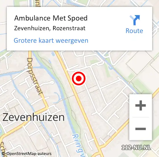 Locatie op kaart van de 112 melding: Ambulance Met Spoed Naar Zevenhuizen, Rozenstraat op 9 mei 2017 06:03