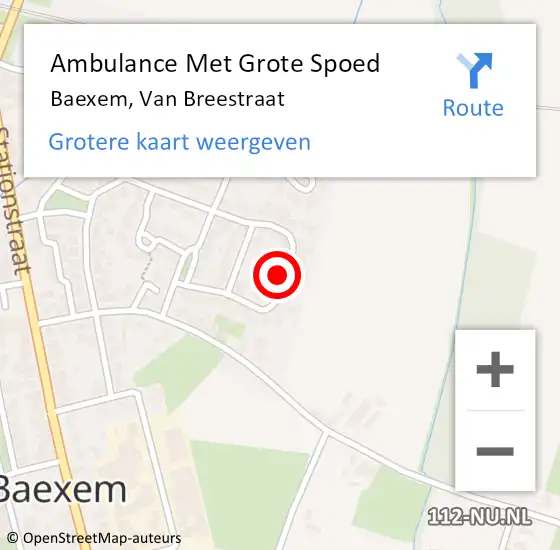 Locatie op kaart van de 112 melding: Ambulance Met Grote Spoed Naar Baexem, Van Breestraat op 9 mei 2017 07:23