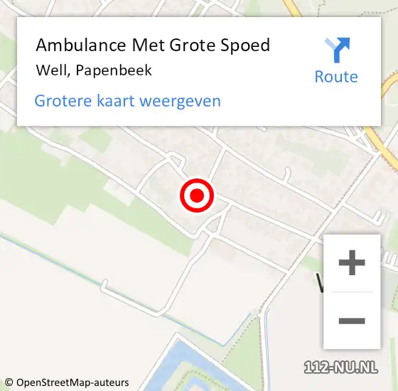 Locatie op kaart van de 112 melding: Ambulance Met Grote Spoed Naar Well, Papenbeek op 9 mei 2017 07:26