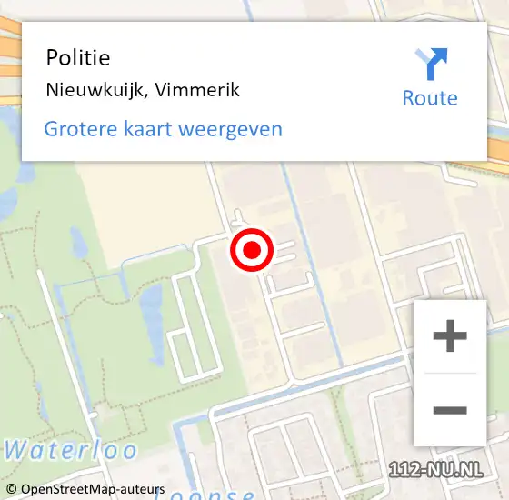 Locatie op kaart van de 112 melding: Politie Nieuwkuijk, Vimmerik op 9 mei 2017 07:30