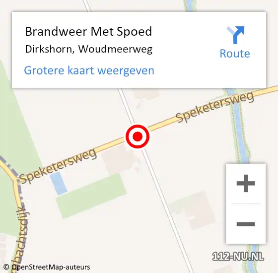 Locatie op kaart van de 112 melding: Brandweer Met Spoed Naar Dirkshorn, Woudmeerweg op 9 mei 2017 08:04