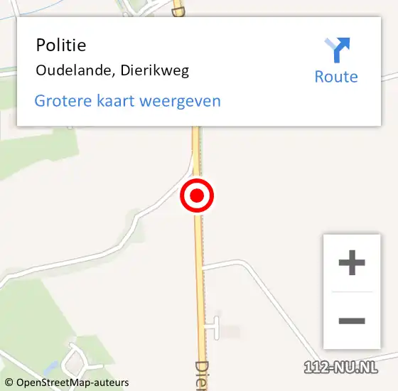 Locatie op kaart van de 112 melding: Politie Oudelande, Dierikweg op 9 mei 2017 08:25