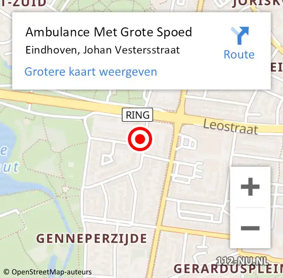 Locatie op kaart van de 112 melding: Ambulance Met Grote Spoed Naar Eindhoven, Johan Vestersstraat op 9 mei 2017 09:20