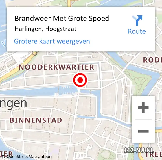 Locatie op kaart van de 112 melding: Brandweer Met Grote Spoed Naar Harlingen, Hoogstraat op 9 mei 2017 09:30