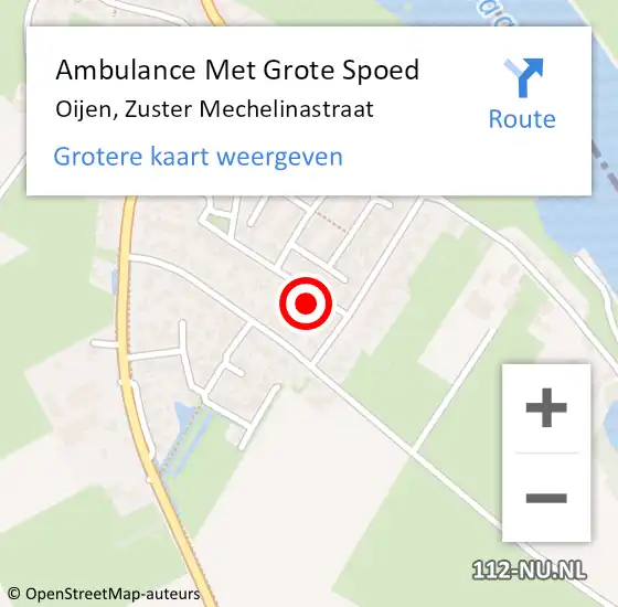 Locatie op kaart van de 112 melding: Ambulance Met Grote Spoed Naar Oijen, Zuster Mechelinastraat op 19 januari 2014 22:32