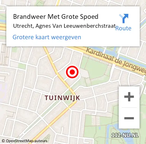 Locatie op kaart van de 112 melding: Brandweer Met Grote Spoed Naar Utrecht, Agnes Van Leeuwenberchstraat op 19 januari 2014 22:33