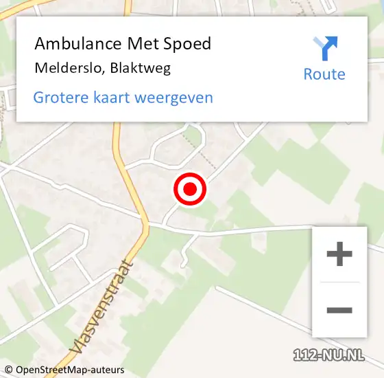 Locatie op kaart van de 112 melding: Ambulance Met Spoed Naar Melderslo, Blaktweg op 9 mei 2017 09:41