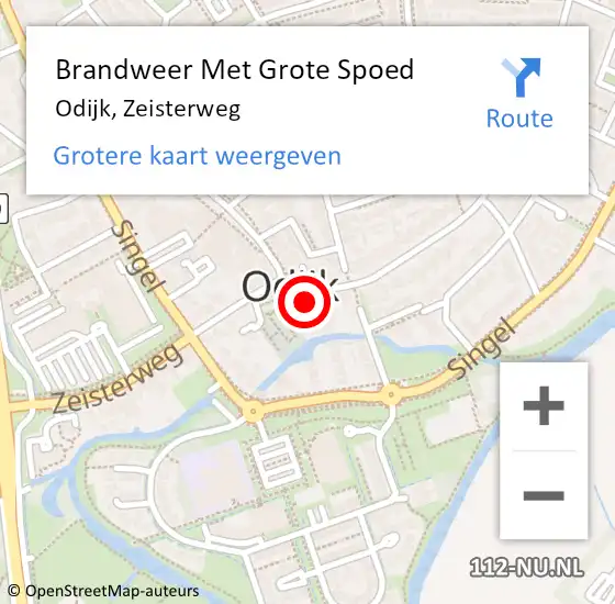 Locatie op kaart van de 112 melding: Brandweer Met Grote Spoed Naar Odijk, Zeisterweg op 19 januari 2014 22:34