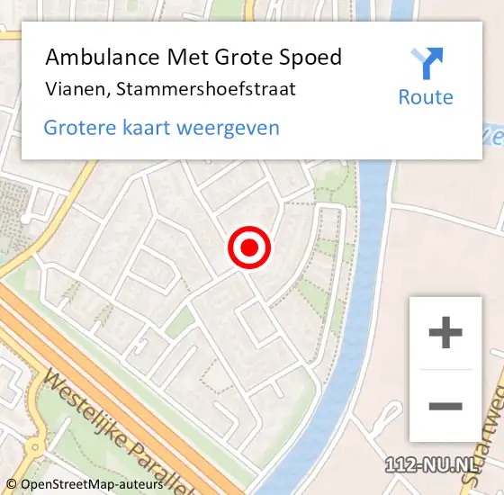 Locatie op kaart van de 112 melding: Ambulance Met Grote Spoed Naar Vianen, Stammershoefstraat op 9 mei 2017 10:51