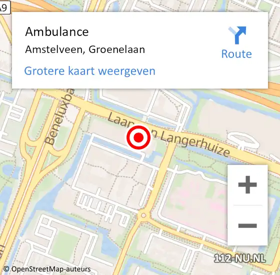 Locatie op kaart van de 112 melding: Ambulance Amstelveen, Groenelaan op 9 mei 2017 11:02