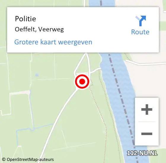 Locatie op kaart van de 112 melding: Politie Oeffelt, Veerweg op 9 mei 2017 11:02