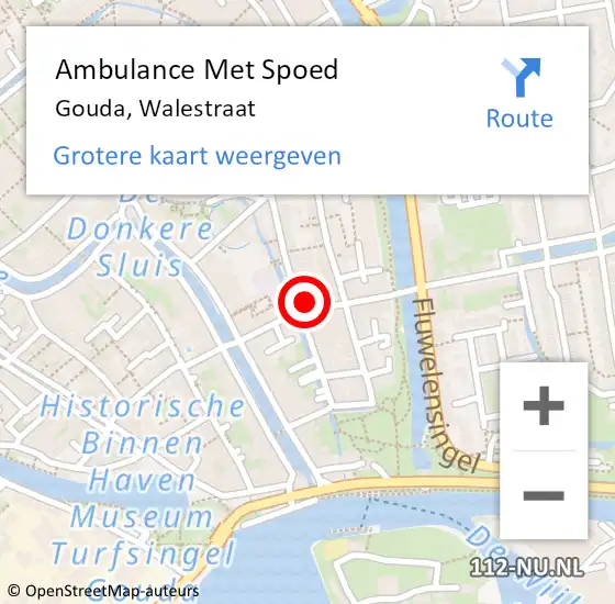 Locatie op kaart van de 112 melding: Ambulance Met Spoed Naar Gouda, Walestraat op 9 mei 2017 12:04