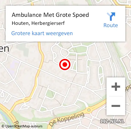 Locatie op kaart van de 112 melding: Ambulance Met Grote Spoed Naar Houten, Herbergierserf op 9 mei 2017 13:01