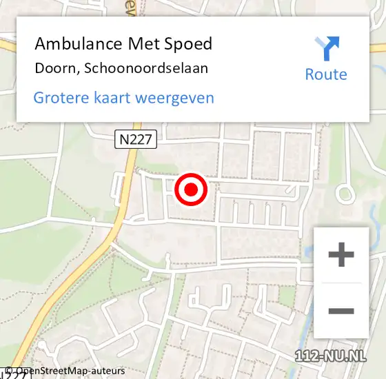 Locatie op kaart van de 112 melding: Ambulance Met Spoed Naar Doorn, Schoonoordselaan op 9 mei 2017 14:41