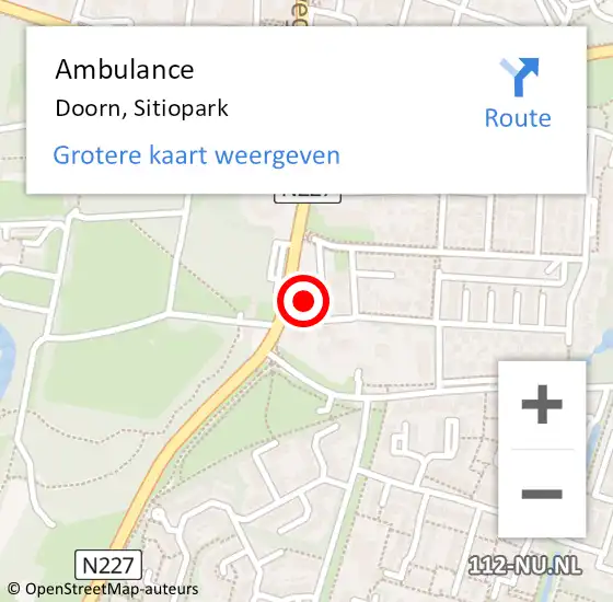 Locatie op kaart van de 112 melding: Ambulance Doorn, Sitiopark op 9 mei 2017 14:42