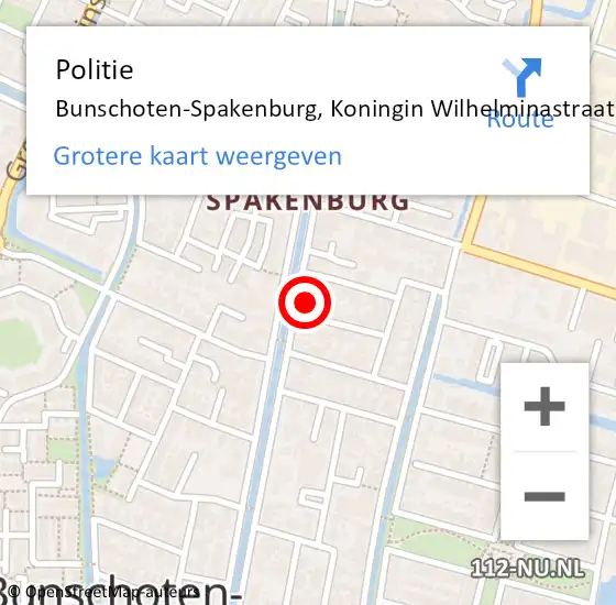 Locatie op kaart van de 112 melding: Politie Bunschoten-Spakenburg, Koningin Wilhelminastraat op 9 mei 2017 14:48