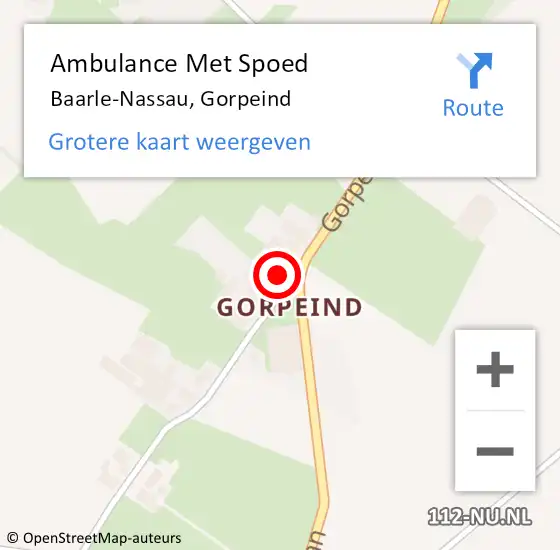 Locatie op kaart van de 112 melding: Ambulance Met Spoed Naar Baarle-Nassau, Gorpeind op 9 mei 2017 14:58