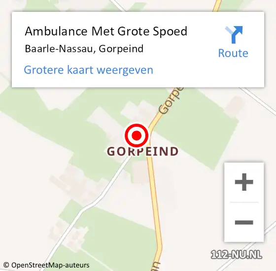 Locatie op kaart van de 112 melding: Ambulance Met Grote Spoed Naar Baarle-Nassau, Gorpeind op 9 mei 2017 14:59