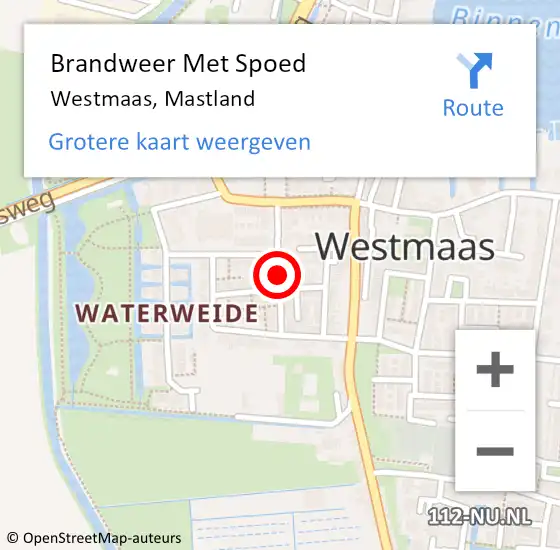 Locatie op kaart van de 112 melding: Brandweer Met Spoed Naar Westmaas, Mastland op 9 mei 2017 15:01