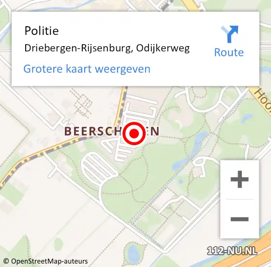 Locatie op kaart van de 112 melding: Politie Driebergen-Rijsenburg, Odijkerweg op 9 mei 2017 15:02