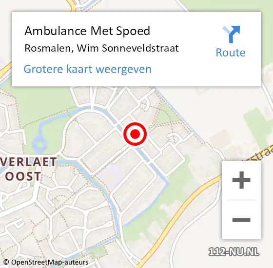 Locatie op kaart van de 112 melding: Ambulance Met Spoed Naar Rosmalen, Wim Sonneveldstraat op 9 mei 2017 15:04