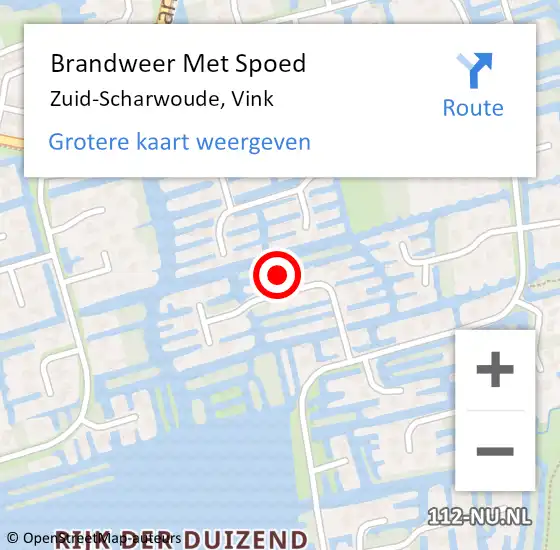 Locatie op kaart van de 112 melding: Brandweer Met Spoed Naar Zuid-Scharwoude, Vink op 9 mei 2017 15:16