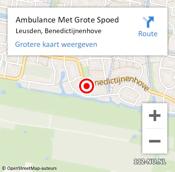 Locatie op kaart van de 112 melding: Ambulance Met Grote Spoed Naar Leusden, Benedictijnenhove op 9 mei 2017 15:29