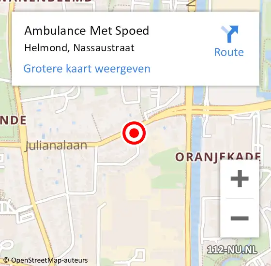 Locatie op kaart van de 112 melding: Ambulance Met Spoed Naar Helmond, Nassaustraat op 9 mei 2017 17:26