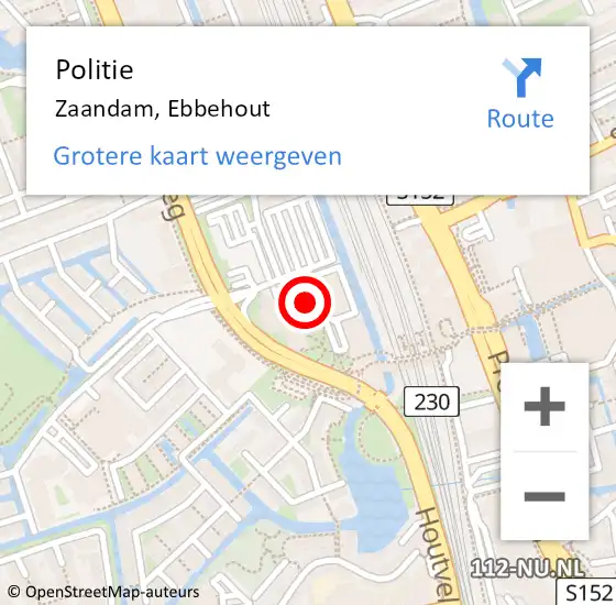 Locatie op kaart van de 112 melding: Politie Zaandam, Ebbehout op 9 mei 2017 17:31