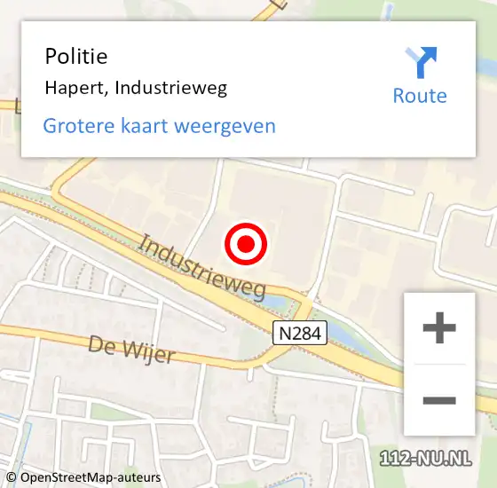 Locatie op kaart van de 112 melding: Politie Hapert, Industrieweg op 9 mei 2017 17:31