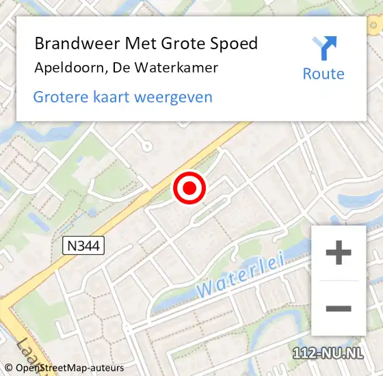 Locatie op kaart van de 112 melding: Brandweer Met Grote Spoed Naar Apeldoorn, De Waterkamer op 9 mei 2017 17:41