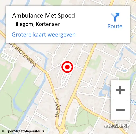 Locatie op kaart van de 112 melding: Ambulance Met Spoed Naar Hillegom, Kortenaer op 9 mei 2017 17:47