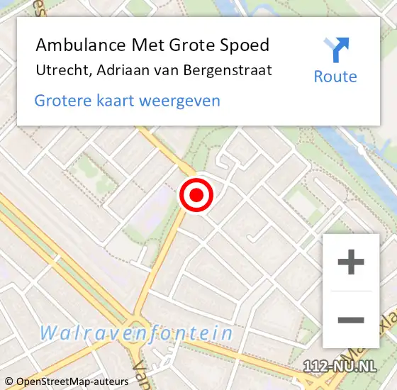 Locatie op kaart van de 112 melding: Ambulance Met Grote Spoed Naar Utrecht, Adriaan van Bergenstraat op 9 mei 2017 17:50