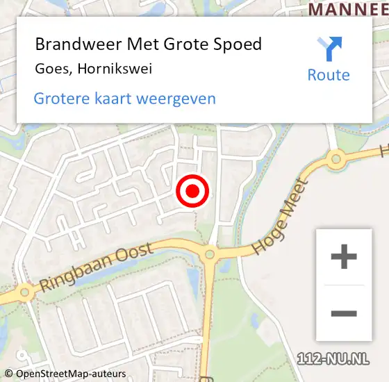 Locatie op kaart van de 112 melding: Brandweer Met Grote Spoed Naar Goes, Hornikswei op 20 januari 2014 00:31