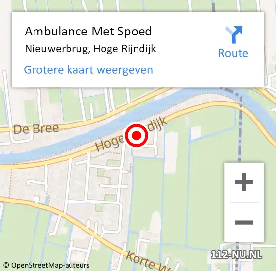 Locatie op kaart van de 112 melding: Ambulance Met Spoed Naar Nieuwerbrug, Hoge Rijndijk op 9 mei 2017 19:01