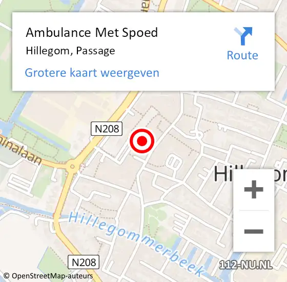 Locatie op kaart van de 112 melding: Ambulance Met Spoed Naar Hillegom, Passage op 9 mei 2017 19:10