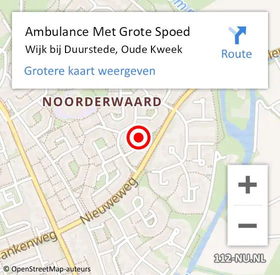 Locatie op kaart van de 112 melding: Ambulance Met Grote Spoed Naar Wijk bij Duurstede, Oude Kweek op 9 mei 2017 19:36