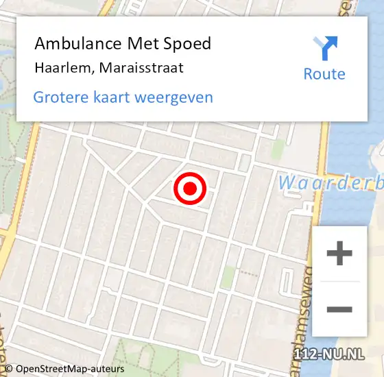 Locatie op kaart van de 112 melding: Ambulance Met Spoed Naar Haarlem, Maraisstraat op 9 mei 2017 19:46