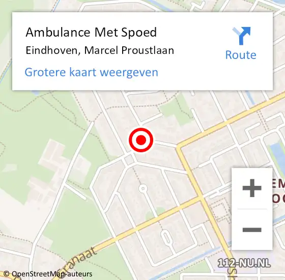 Locatie op kaart van de 112 melding: Ambulance Met Spoed Naar Eindhoven, Marcel Proustlaan op 9 mei 2017 19:49