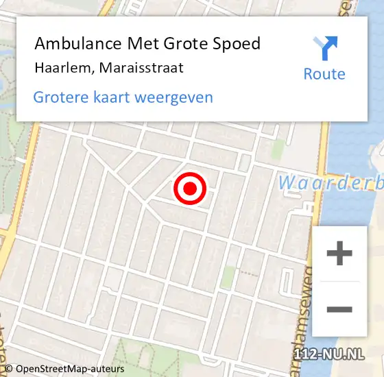 Locatie op kaart van de 112 melding: Ambulance Met Grote Spoed Naar Haarlem, Maraisstraat op 9 mei 2017 20:01