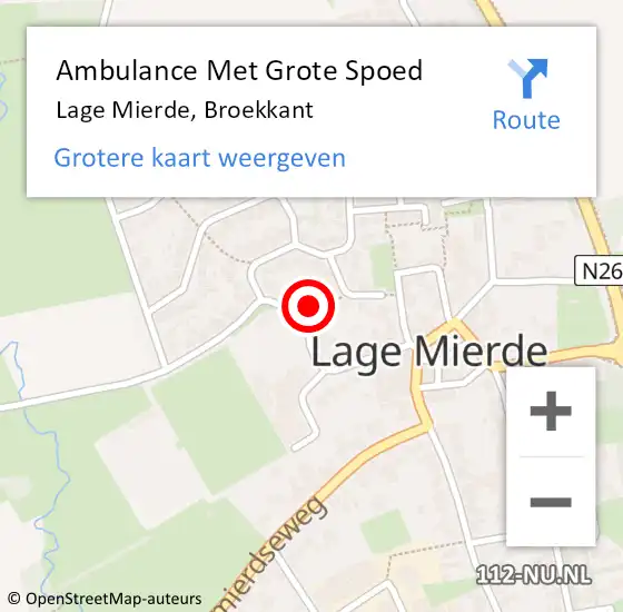 Locatie op kaart van de 112 melding: Ambulance Met Grote Spoed Naar Lage Mierde, Broekkant op 20 januari 2014 00:55