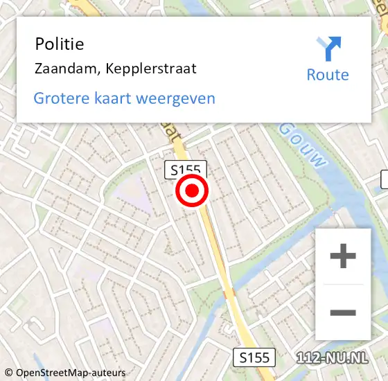 Locatie op kaart van de 112 melding: Politie Zaandam, Kepplerstraat op 9 mei 2017 20:15