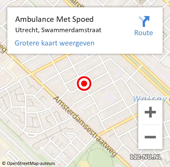 Locatie op kaart van de 112 melding: Ambulance Met Spoed Naar Utrecht, Swammerdamstraat op 9 mei 2017 20:31