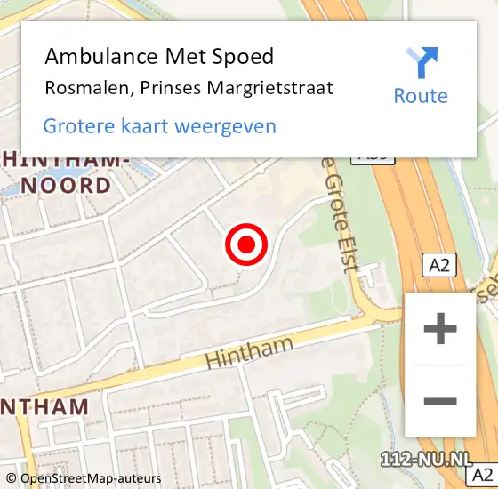 Locatie op kaart van de 112 melding: Ambulance Met Spoed Naar Rosmalen, Prinses Margrietstraat op 9 mei 2017 20:51