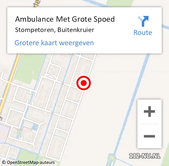 Locatie op kaart van de 112 melding: Ambulance Met Grote Spoed Naar Stompetoren, Buitenkruier op 9 mei 2017 21:06