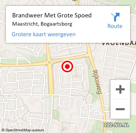 Locatie op kaart van de 112 melding: Brandweer Met Grote Spoed Naar Maastricht, Bogaartsborg op 9 mei 2017 21:07