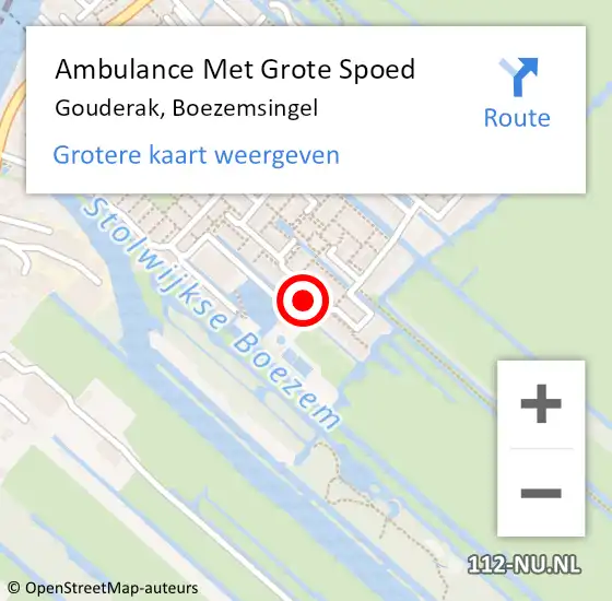 Locatie op kaart van de 112 melding: Ambulance Met Grote Spoed Naar Gouderak, Boezemsingel op 9 mei 2017 21:53