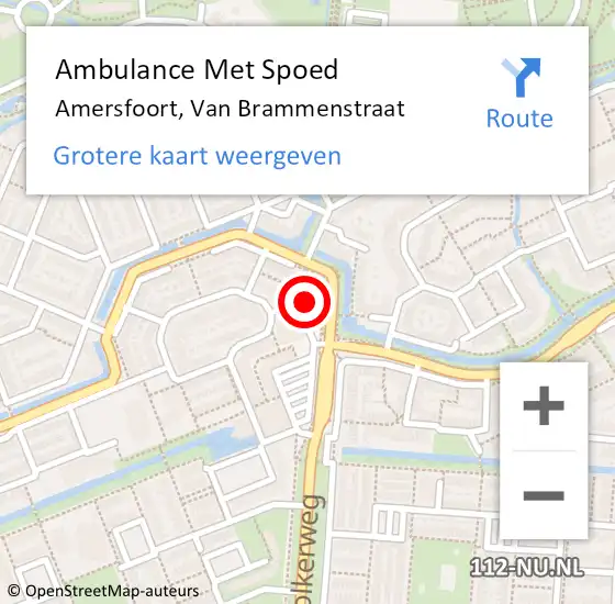 Locatie op kaart van de 112 melding: Ambulance Met Spoed Naar Amersfoort, Van Brammenstraat op 9 mei 2017 22:04