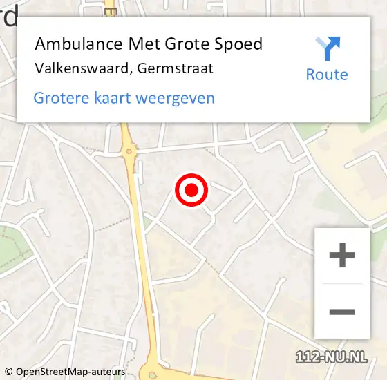 Locatie op kaart van de 112 melding: Ambulance Met Grote Spoed Naar Valkenswaard, Germstraat op 9 mei 2017 22:08