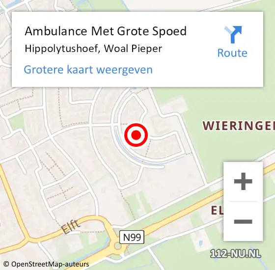 Locatie op kaart van de 112 melding: Ambulance Met Grote Spoed Naar Hippolytushoef, Woal Pieper op 9 mei 2017 22:34